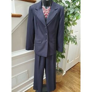 Evan Picone Women Black Lined Polyester Long Sleeve Blazer & Pant 2Piece Suit 10